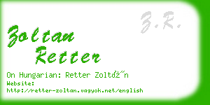 zoltan retter business card